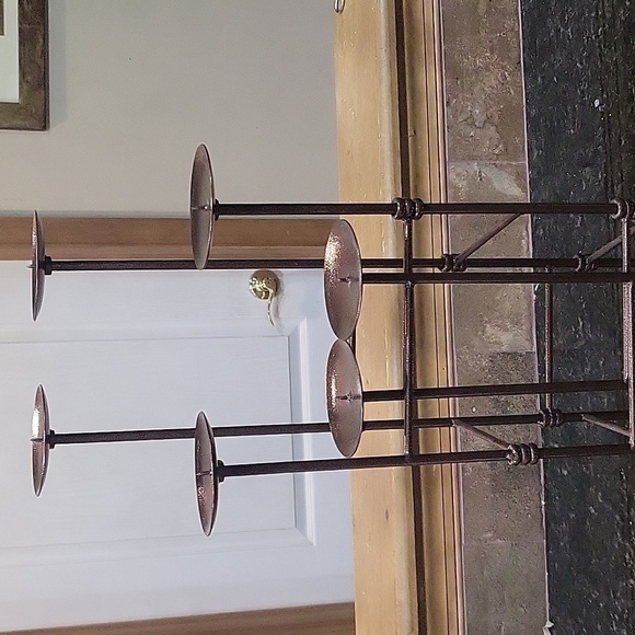 Large 21.25" 6 CANDLE HOLDERS METAL PIN BASE FOR COLUMN CANDLE - Picture 5 of 6